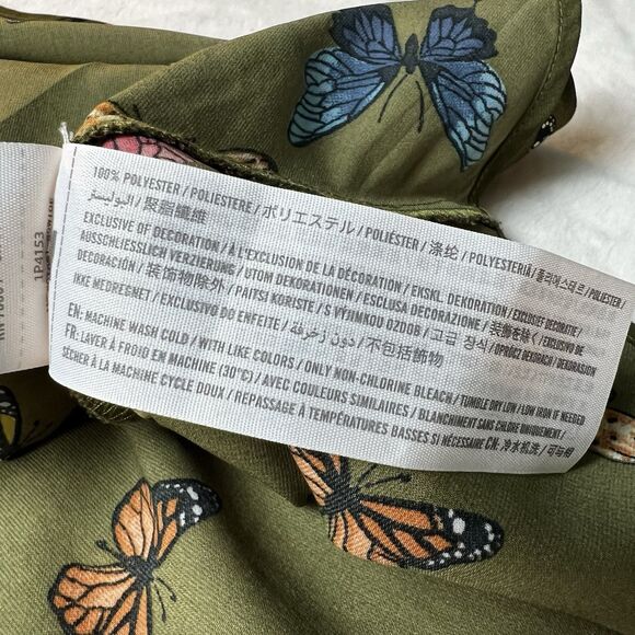 Abercrombie & Fitch Green Butterfly V-neck Strappy Mini Slip Dress Sz S - Picture 13 of 13